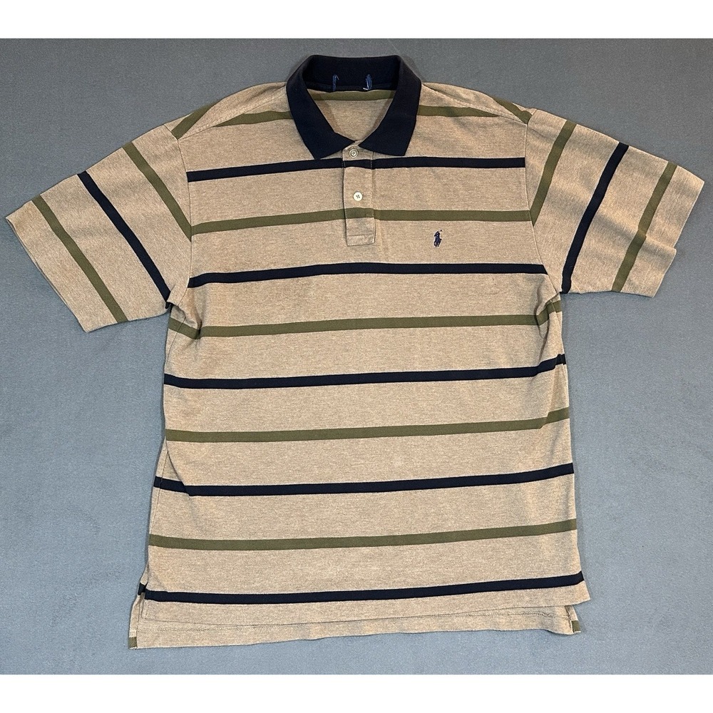 Vintage Polo Ralph Lauren Polo Shirt Mens Striped - Fits Large to XL